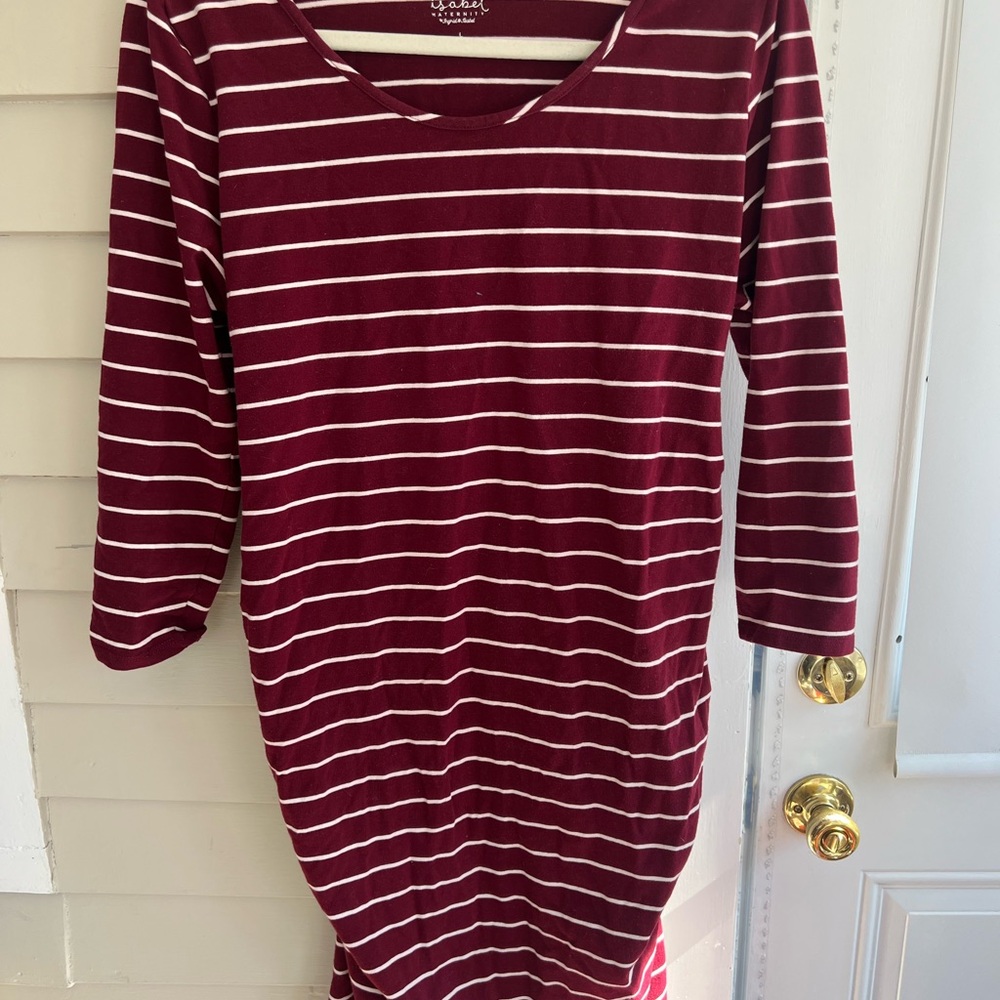 Burgundy striped maternity dress